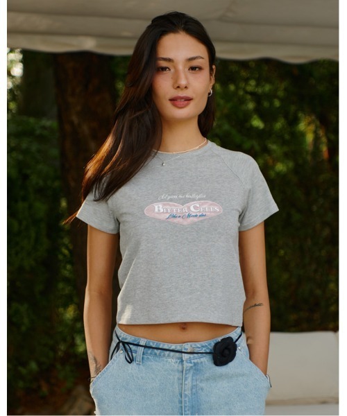 BITTER CELLS（ビターセルズ）の「BITTER CELLS／BELLA Tシャツ（Tシャツ/カットソー・レディース・ダークグレー/アイボリー/グレー・FREE）」の15枚目の写真