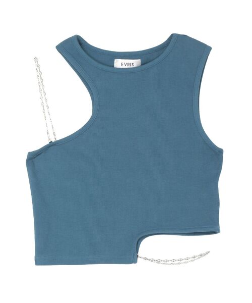 EVRIS（エヴリス）の「カッティングチェーントップス（Tシャツ/カットソー・レディース・ブラック/ホワイト/ブルー・FREE）」の5枚目の写真