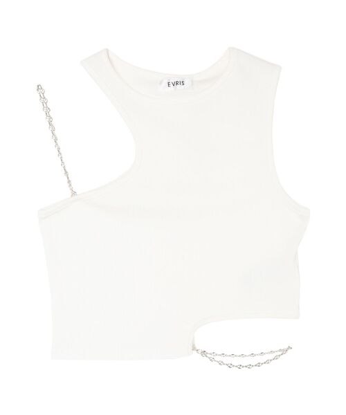 EVRIS（エヴリス）の「カッティングチェーントップス（Tシャツ/カットソー・レディース・ブラック/ホワイト/ブルー・FREE）」の4枚目の写真