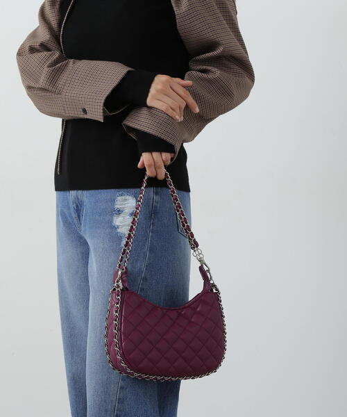 N.(N. Natural Beauty Basic)(エヌエヌナチュラルビューティーベーシック)の「◆チェーンハートムーン型ミニショルダーバッグ(ショルダーバッグ・レディース・ピンク/ブラック・フリ-)」の1枚目の写真
