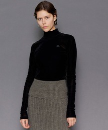 セール】Flower Dot Turtle High Neck Tops/フラワードット