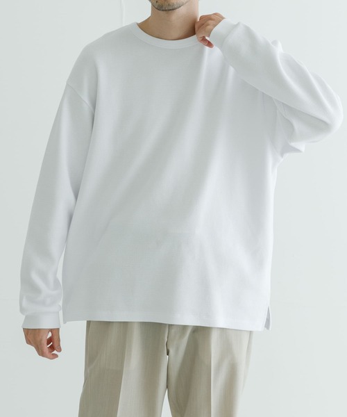 URBAN RESEARCH（アーバンリサーチ）の「『UR TECH』度詰めワッフルロングスリーブ（Tシャツ/カットソー・メンズ・ライトグレー/オートミール/ホワイト/ブラック・SMALL/X-LARGE/LARGE/MEDIUM）」の6枚目の写真