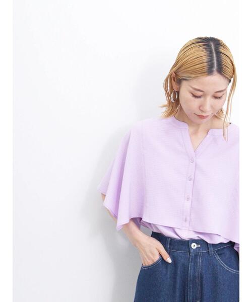 Samansa Mos2 blue(サマンサモスモスブルー)の「ケープ風ブラウス(シャツ/ブラウス・レディース・ラベンダー/ベージュ/ブラック・F)」の18枚目の写真