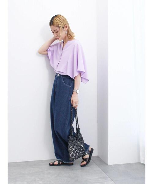 Samansa Mos2 blue(サマンサモスモスブルー)の「ケープ風ブラウス(シャツ/ブラウス・レディース・ラベンダー/ベージュ/ブラック・F)」の20枚目の写真