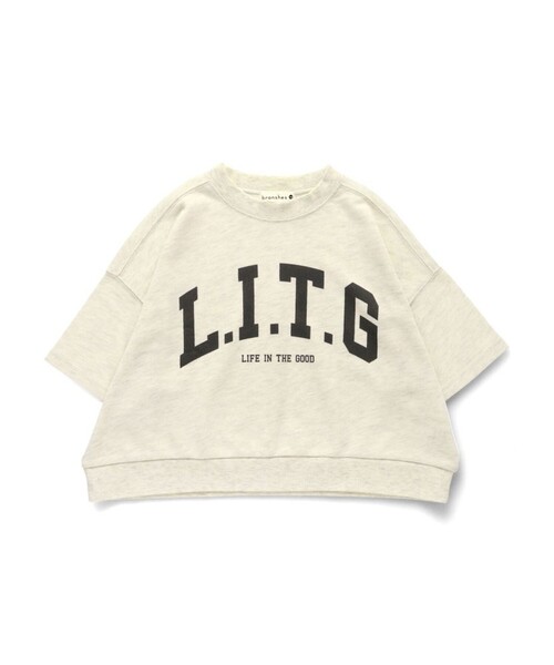 BRANSHES（ブランシェス）の「【ゆったり】カレッジロゴ7分袖Tシャツ（Tシャツ/カットソー・キッズ・ピンク系その他/杢グレー/キャメル/キナリ・80/100/110/120/140/130/150/90）」の5枚目の写真