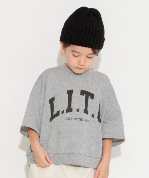 BRANSHES（ブランシェス）の「【ゆったり】カレッジロゴ7分袖Tシャツ（Tシャツ/カットソー・キッズ・ピンク系その他/杢グレー/キャメル/キナリ・80/100/110/120/140/130/150/90）」の2枚目の写真