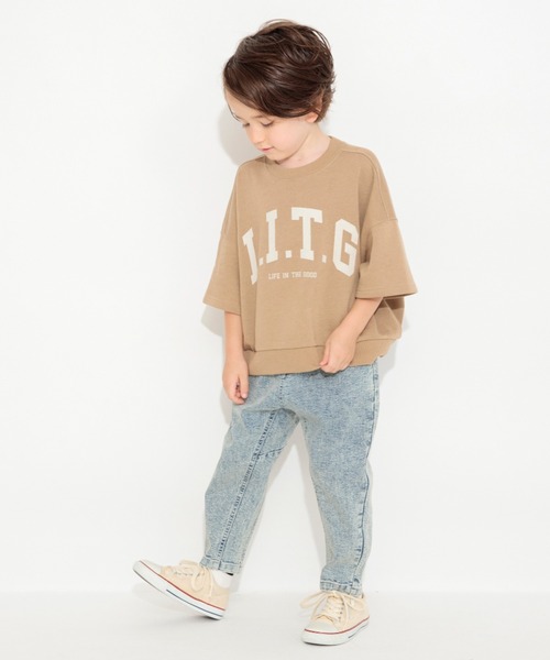 BRANSHES（ブランシェス）の「【ゆったり】カレッジロゴ7分袖Tシャツ（Tシャツ/カットソー・キッズ・ピンク系その他/杢グレー/キャメル/キナリ・80/100/110/120/140/130/150/90）」の22枚目の写真