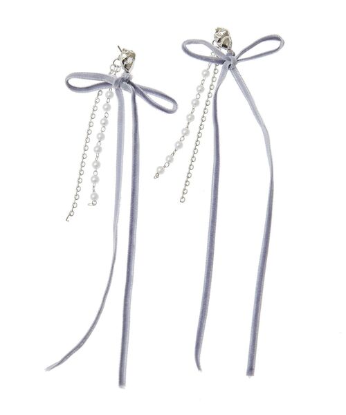 earth music&ecology（アースミュージックアンドエコロジー）の「ベロアリボンロングピアス（ピアス（両耳用）・レディース・ベージュ/グレー・FREE）」の10枚目の写真