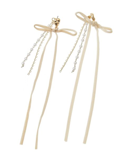 earth music&ecology（アースミュージックアンドエコロジー）の「ベロアリボンロングピアス（ピアス（両耳用）・レディース・ベージュ/グレー・FREE）」の14枚目の写真