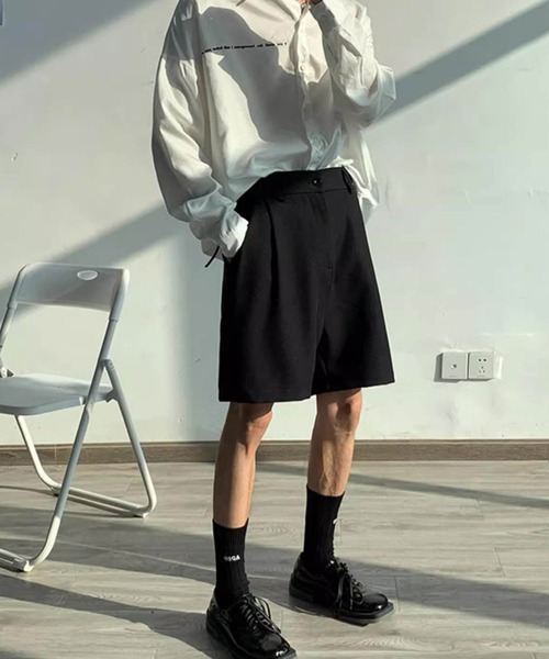 NOWLE(ノウル)の「【NOWLE】シングルタック ショート スラックス(スラックス・メンズ・ブラック/グレー・LARGE/MEDIUM)」の14枚目の写真