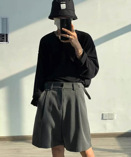 NOWLE(ノウル)の「【NOWLE】シングルタック ショート スラックス(スラックス・メンズ・ブラック/グレー・LARGE/MEDIUM)」の6枚目の写真