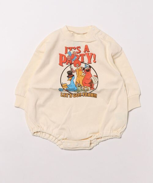 Ocean&Ground(オーシャン&グラウンド)の「IT’S PARTYプリントボディシャツ(肌着・キッズ・キナリ/ターコイズブルー/ブラック・70/80)」の2枚目の写真