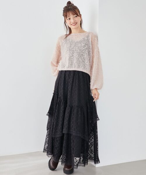 MAJESTIC LEGON(マジェスティックレゴン)の「エアリーフリンジドロストニット(ニット/セーター・レディース・アイボリー/ピンク/ボルドー/ブルー系その他5・MEDIUM)」の16枚目の写真