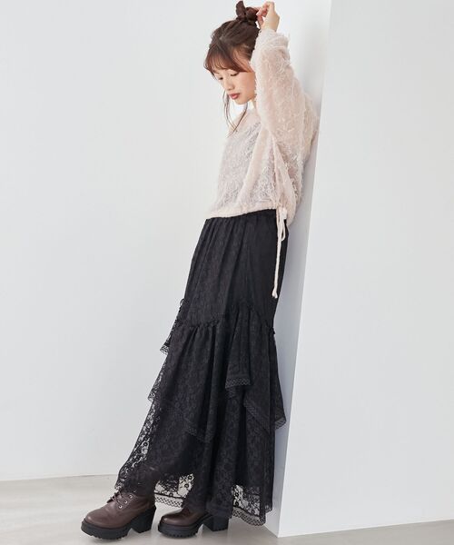 MAJESTIC LEGON(マジェスティックレゴン)の「エアリーフリンジドロストニット(ニット/セーター・レディース・アイボリー/ピンク/ボルドー/ブルー系その他5・MEDIUM)」の17枚目の写真