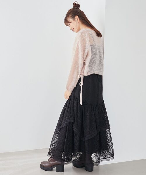 MAJESTIC LEGON(マジェスティックレゴン)の「エアリーフリンジドロストニット(ニット/セーター・レディース・アイボリー/ピンク/ボルドー/ブルー系その他5・MEDIUM)」の18枚目の写真