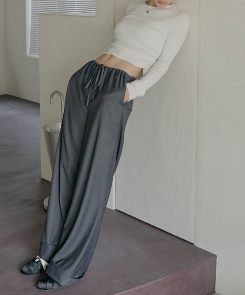 〈GIUNON〉2way folded stripe pants GIUNON（ジウノン）の「2way folded stripe pants / 2way フォル