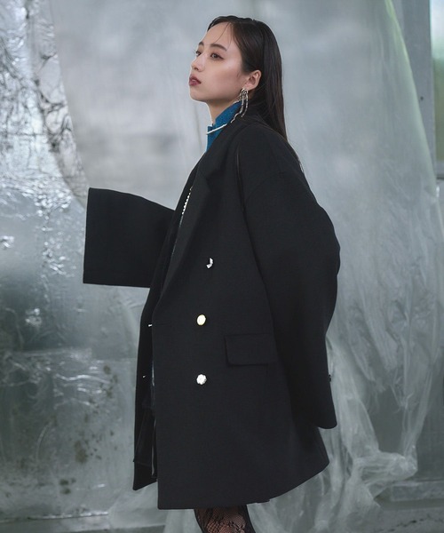 HARE（ハレ）の「ウールミドルテーラードジャケットコート(HARE)（チェスターコート・レディース・グレー/ブラック・FREE）」の10枚目の写真