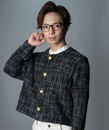 garsonwave（ギャルソンウェーブ）の「ツイード ゴールドボタン ノーカラー ショート丈 ジャケット(GW)（ノーカラージャケット）」