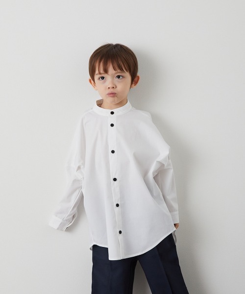 セール】バンドカラーリラックスシャツ（ボタン取り外し対応）（シャツ