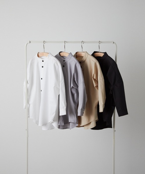 riziere（リジェール）の「バンドカラーリラックスシャツ（ボタン取り外し対応）（シャツ/ブラウス・キッズ・ホワイト/ベージュ/グレー/ブラック・90/100/110/120/130/140/150/160）」の7枚目の写真