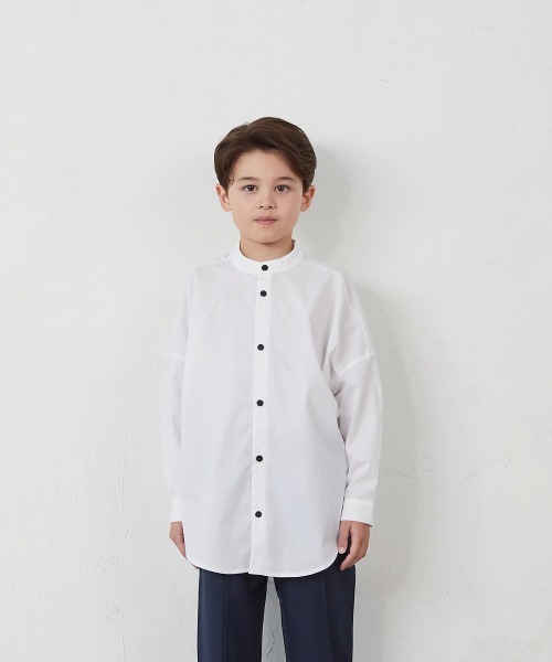 【新品未開封】リジェール riziere  バンドカラーリラックスシャツ グレー バンドカラーリラックスシャツ（ボタン取り外し対応）（シャツ