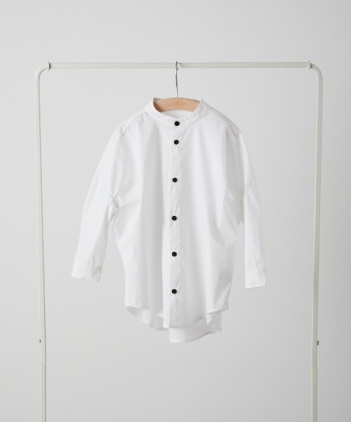 riziere（リジェール）の「バンドカラーリラックスシャツ（ボタン取り外し対応）（シャツ/ブラウス・キッズ・ホワイト/ベージュ/グレー/ブラック・90/100/110/120/130/140/150/160）」の14枚目の写真