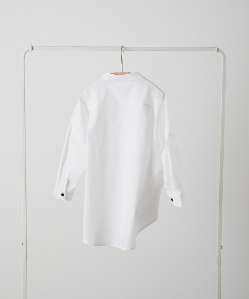 【新品未開封】リジェール riziere  バンドカラーリラックスシャツ グレー バンドカラーリラックスシャツ（ボタン取り外し対応）（シャツ