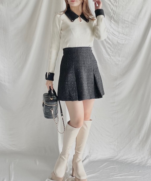 NOMAE（ノーマエ）の「フェザーカラーニット（ニット/セーター・レディース・ブラック/ネイビー/アイボリー/ダークグレー・FREE）」の9枚目の写真