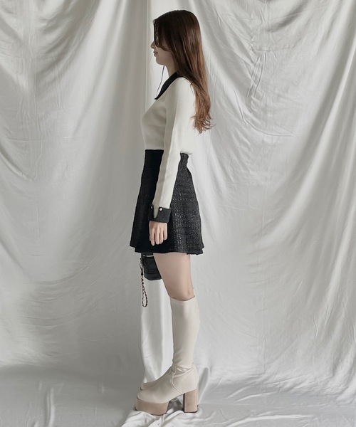 NOMAE（ノーマエ）の「フェザーカラーニット（ニット/セーター・レディース・ブラック/ネイビー/アイボリー/ダークグレー・FREE）」の8枚目の写真