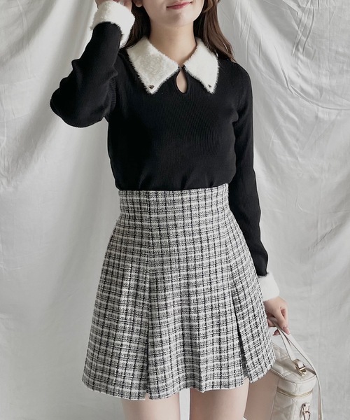 NOMAE（ノーマエ）の「フェザーカラーニット（ニット/セーター・レディース・ブラック/ネイビー/アイボリー/ダークグレー・FREE）」の5枚目の写真