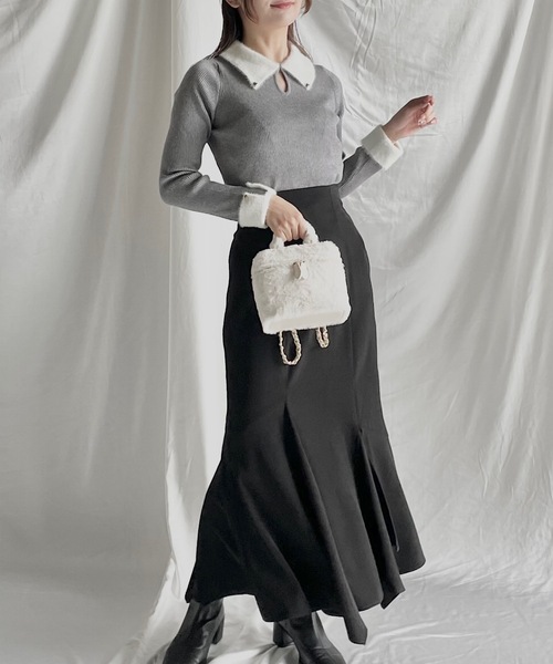 NOMAE（ノーマエ）の「フェザーカラーニット（ニット/セーター・レディース・ブラック/ネイビー/アイボリー/ダークグレー・FREE）」の17枚目の写真