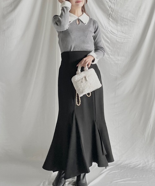 NOMAE（ノーマエ）の「フェザーカラーニット（ニット/セーター・レディース・ブラック/ネイビー/アイボリー/ダークグレー・FREE）」の18枚目の写真