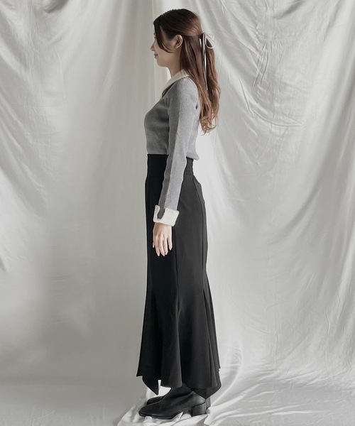 NOMAE（ノーマエ）の「フェザーカラーニット（ニット/セーター・レディース・ブラック/ネイビー/アイボリー/ダークグレー・FREE）」の16枚目の写真