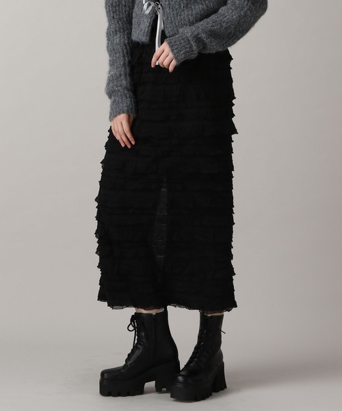 FOREVER 21（フォーエバー トゥエンティーワン）の「【2024FW】フリルＩラインスカート（スカート・レディース・ナチュラル/ブラック・SMALL/MEDIUM）」の6枚目の写真