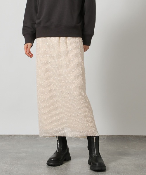 LAKOLE(ラコレ)の「スパンコールナロースカート / 151505(スカート・レディース・アイボリー/ブラック・FREE)」の2枚目の写真