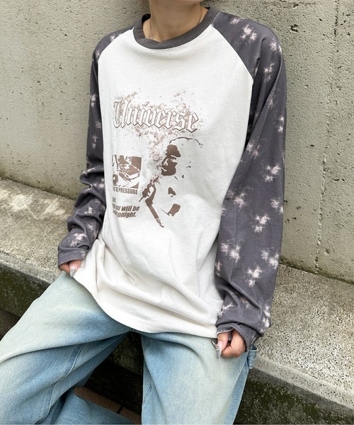 sedacle(セダクル)の「タイダイラグランロンT(Tシャツ/カットソー・メンズ・ボルドー/ブルーグレー/ブルー/ブラック系その他/チャコールグレー・SMALL/MEDIUM/LARGE)」の3枚目の写真