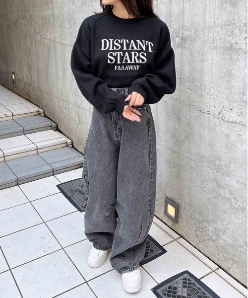 INGNI（イング）の「ショート丈カレッジロゴニット（ニット/セーター・レディース・ブラック×ホワイト/グレー系その他3/ホワイト×ブラック・M）」の6枚目の写真