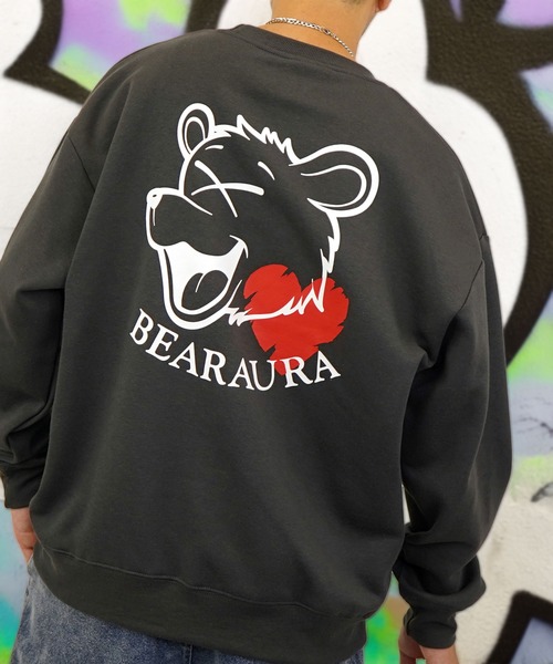 Burner（バーナー）の「【GROOVY STORE】BEAR刺繍 ビッグサイズスウェットクルー裏起毛（スウェット・メンズ・ホワイト×グレー/ブラック/スミクロ・M/L/LL）」の3枚目の写真