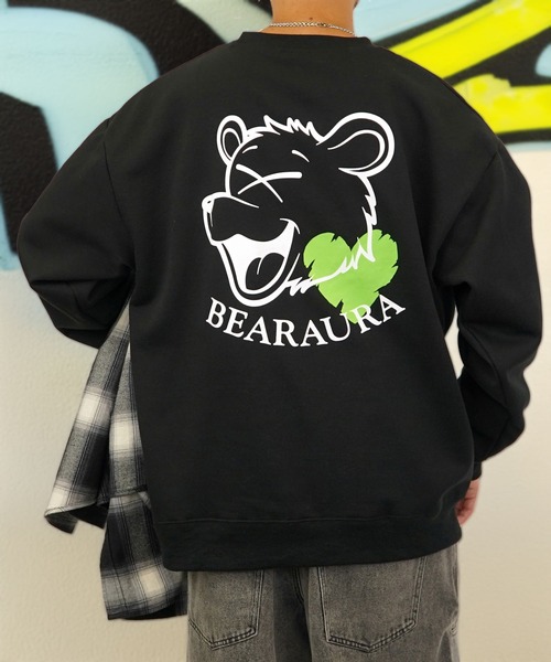 Burner（バーナー）の「【GROOVY STORE】BEAR刺繍 ビッグサイズスウェットクルー裏起毛（スウェット・メンズ・ホワイト×グレー/ブラック/スミクロ・M/L/LL）」の2枚目の写真