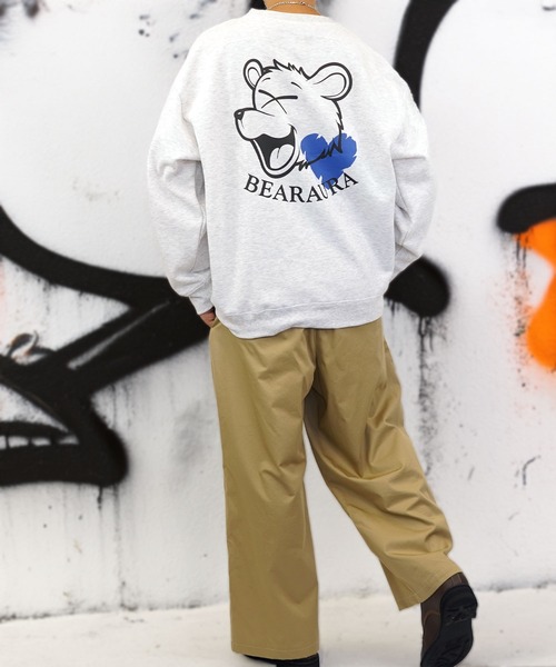 Burner（バーナー）の「【GROOVY STORE】BEAR刺繍 ビッグサイズスウェットクルー裏起毛（スウェット・メンズ・ホワイト×グレー/ブラック/スミクロ・M/L/LL）」の7枚目の写真