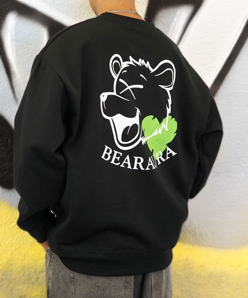 Burner（バーナー）の「【GROOVY STORE】BEAR刺繍 ビッグサイズスウェットクルー裏起毛（スウェット・メンズ・ホワイト×グレー/ブラック/スミクロ・M/L/LL）」の11枚目の写真