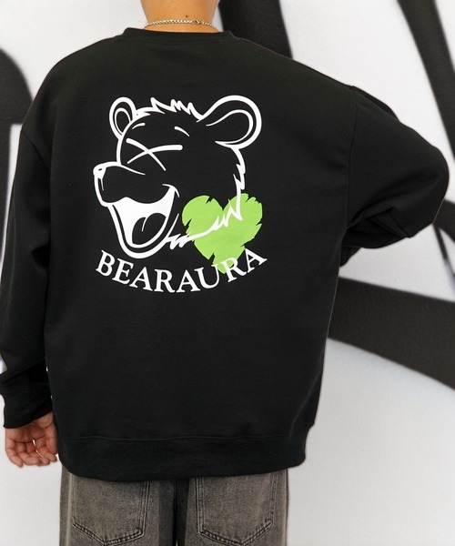 Burner（バーナー）の「【GROOVY STORE】BEAR刺繍 ビッグサイズスウェットクルー裏起毛（スウェット・メンズ・ホワイト×グレー/ブラック/スミクロ・M/L/LL）」の12枚目の写真