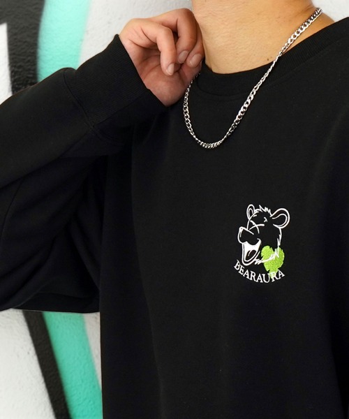 Burner（バーナー）の「【GROOVY STORE】BEAR刺繍 ビッグサイズスウェットクルー裏起毛（スウェット・メンズ・ホワイト×グレー/ブラック/スミクロ・M/L/LL）」の15枚目の写真