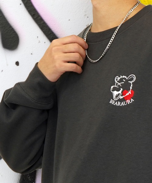 Burner（バーナー）の「【GROOVY STORE】BEAR刺繍 ビッグサイズスウェットクルー裏起毛（スウェット・メンズ・ホワイト×グレー/ブラック/スミクロ・M/L/LL）」の20枚目の写真