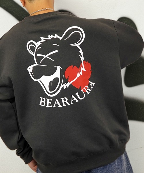Burner（バーナー）の「【GROOVY STORE】BEAR刺繍 ビッグサイズスウェットクルー裏起毛（スウェット・メンズ・ホワイト×グレー/ブラック/スミクロ・M/L/LL）」の17枚目の写真