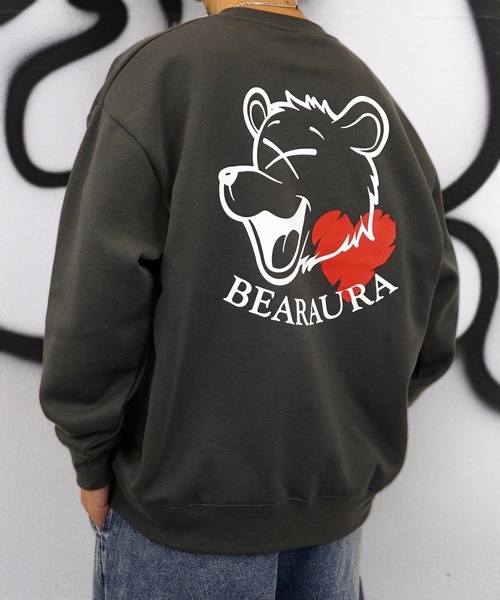 Burner（バーナー）の「【GROOVY STORE】BEAR刺繍 ビッグサイズスウェットクルー裏起毛（スウェット・メンズ・ホワイト×グレー/ブラック/スミクロ・M/L/LL）」の18枚目の写真