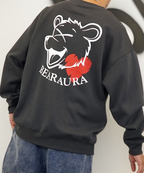 Burner（バーナー）の「【GROOVY STORE】BEAR刺繍 ビッグサイズスウェットクルー裏起毛（スウェット・メンズ・ホワイト×グレー/ブラック/スミクロ・M/L/LL）」の19枚目の写真