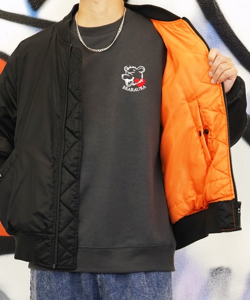 Burner（バーナー）の「【GROOVY STORE】BEAR刺繍 ビッグサイズスウェットクルー裏起毛（スウェット・メンズ・ホワイト×グレー/ブラック/スミクロ・M/L/LL）」の21枚目の写真