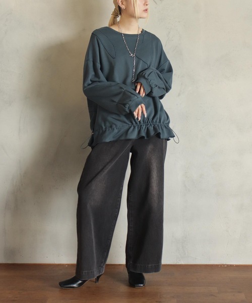 tシャツ すそドロスト変形Tシャツ レディース BITTOKO tシャツ すそドロスト変形Tシャツ レディース