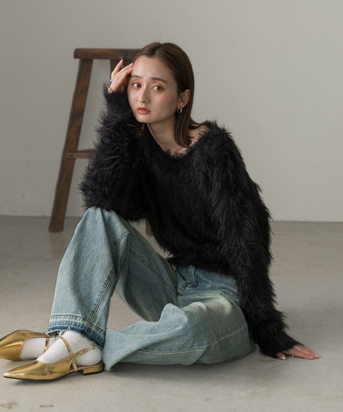 ad thie(アドティエ)の「ふんわりシャギー ニットプルオーバー(ニット/セーター・レディース・ブラウン/グレー/ブラック/アイボリー・FREE)」の20枚目の写真